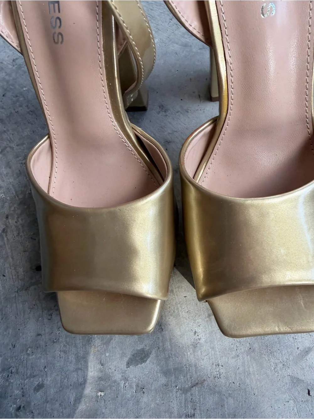 Metallic Gold Platform Ankle-Strap Heels - Women's